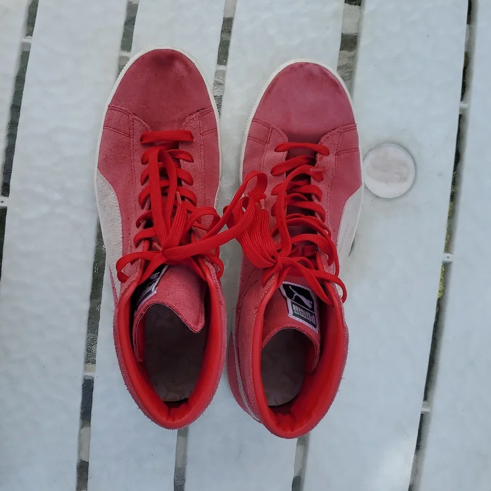 Puma Hi Tops Size US 12. Red With Gray And White. GPWC
